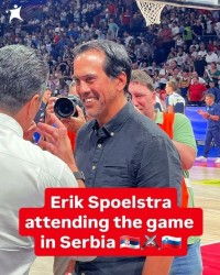 斯波亲临赛场考察塞尔维亚对阵斯洛文尼亚 约维奇独得18分全场领跑